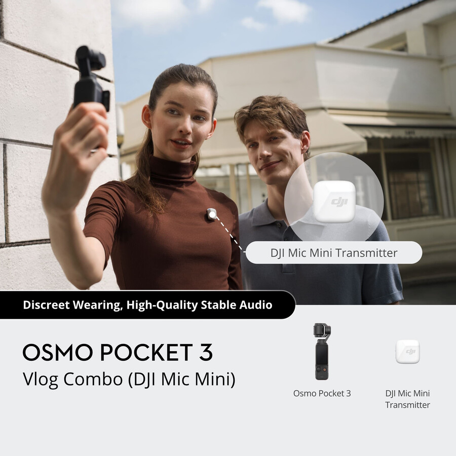 paquete de vlogs para osmo pocket 3 - transmisor dji mic mini blanco ártico