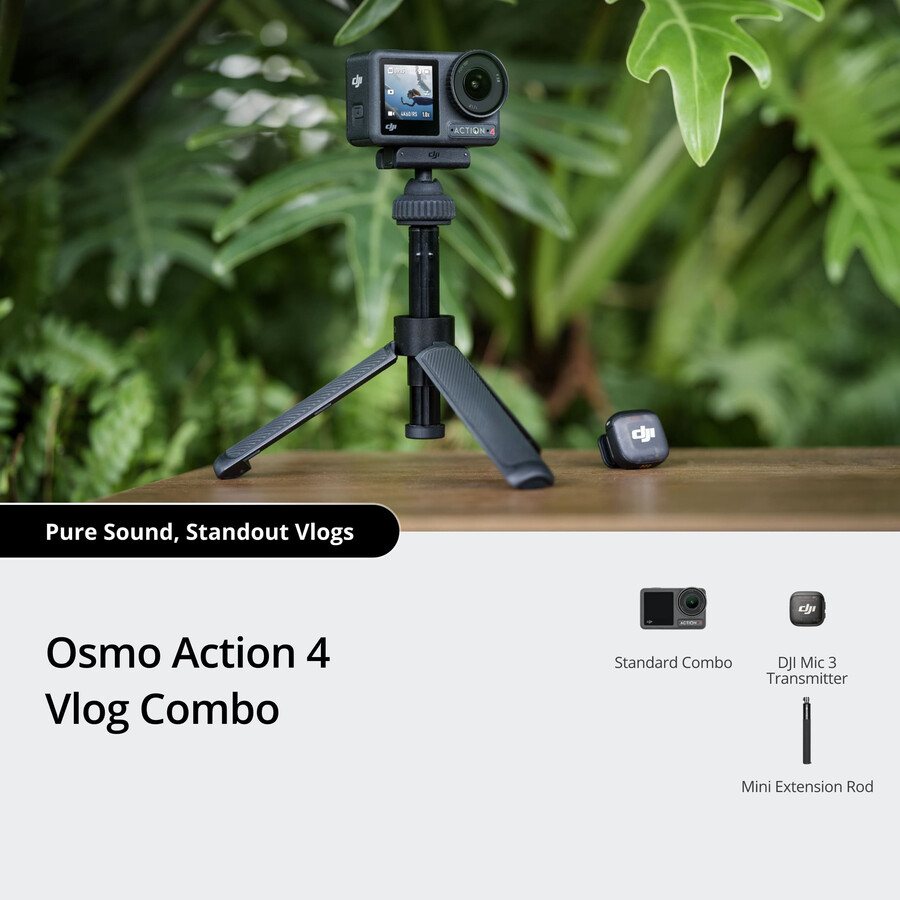 paquete de vlogs de osmo action 4 transmisor dji mic 3 minibarra de extensión
