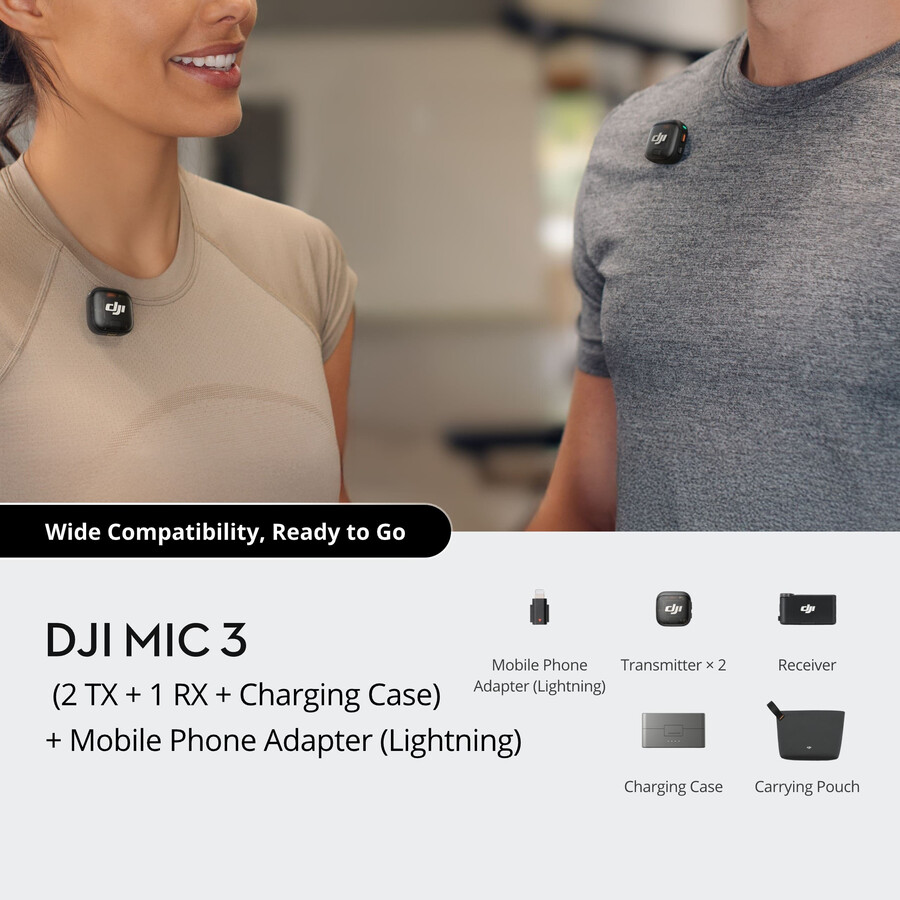 dji mic 3 2 tx 1 rx estuche de carga adaptador para smartphone lightning